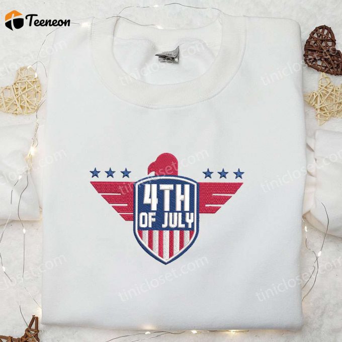 Celebrate 4Th Of July With Our Patriotic Eagle Flag Embroidered Shirt – Perfect National Day Gift!