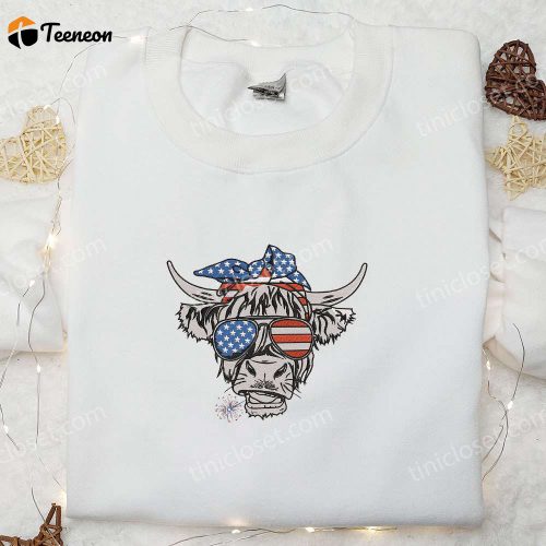 4th of July Patriotic Cow Shirt: USA Flag Sunglasses D Gift for Men Women B Gift for Men Women Patriotic Shirt & National Day Gift