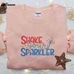 Sparkler Embroidered Shirt: B Gift for Men Women 4th of July Patriotic Shirts & National Day Gifts