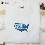 Shop the B Gift for Men Women 4th of July Embroidered Shirt: Proud to be an American USA Map – Perfect Patriotic Gift!