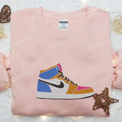 Air Jordan 1 x Nike Embroidered Sweatshirt & T-Shirt: B Gift for Men Women Family Gift Ideas