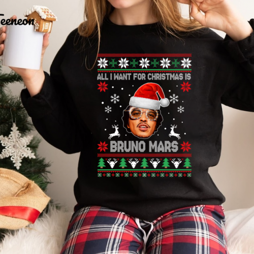 Get Festive with Bruno Mars Ugly Christmas Sweatshirt – All I Want For Christmas!