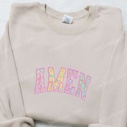 Amen Easter Embroidered Shirt & Thanksgiving Day Hoodie: B Gift for Men Women Holiday Gift Ideas