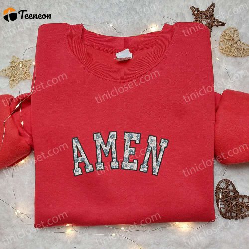 Stylish Amen Leopard Embroidered Shirt & Thanksgiving Hoodie: B Gift for Men Women Holiday Gift Ideas