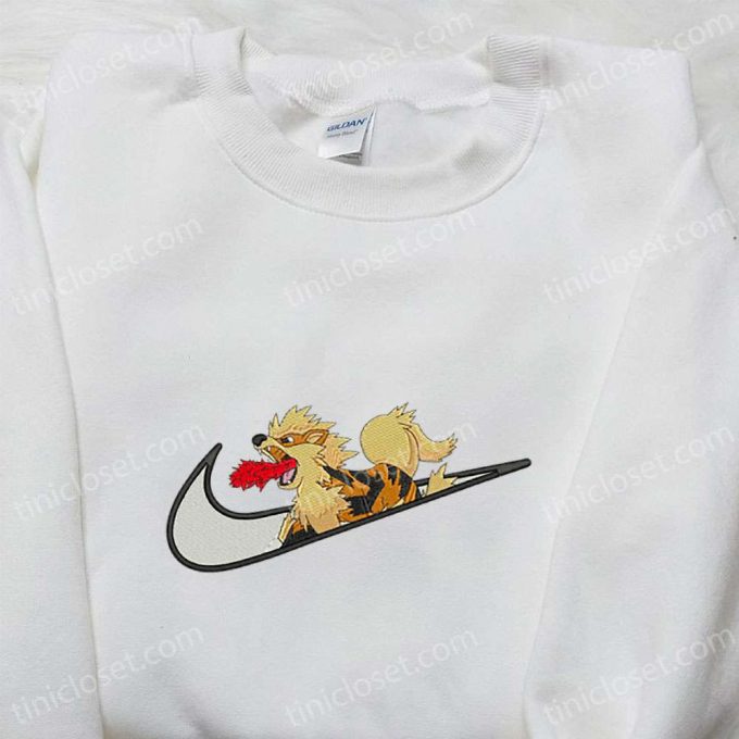 Arcanine X Swoosh Anime Hoodie: Cool Embroidered Clothing For Family – B Gift For Men Women Gift Ideas!