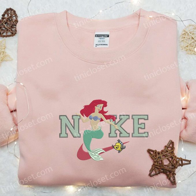 Ariel &Amp; Flounder X Nike Embroidered Sweatshirt: The Little Mermaid Disney Plus Shirt – B Gift For Men Women Gift Ideas For All Occasions