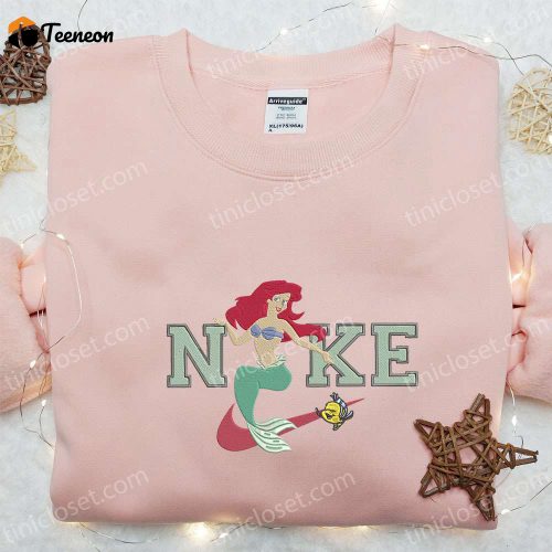 Ariel & Flounder x Nike Embroidered Sweatshirt: The Little Mermaid Disney Plus Shirt – B Gift for Men Women Gift Ideas for All Occasions