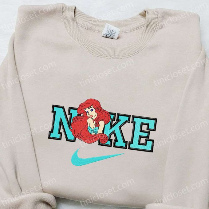 Ariel X Nike Cartoon Embroidered Shirt: The Little Mermaid Inspired Nike Shirt