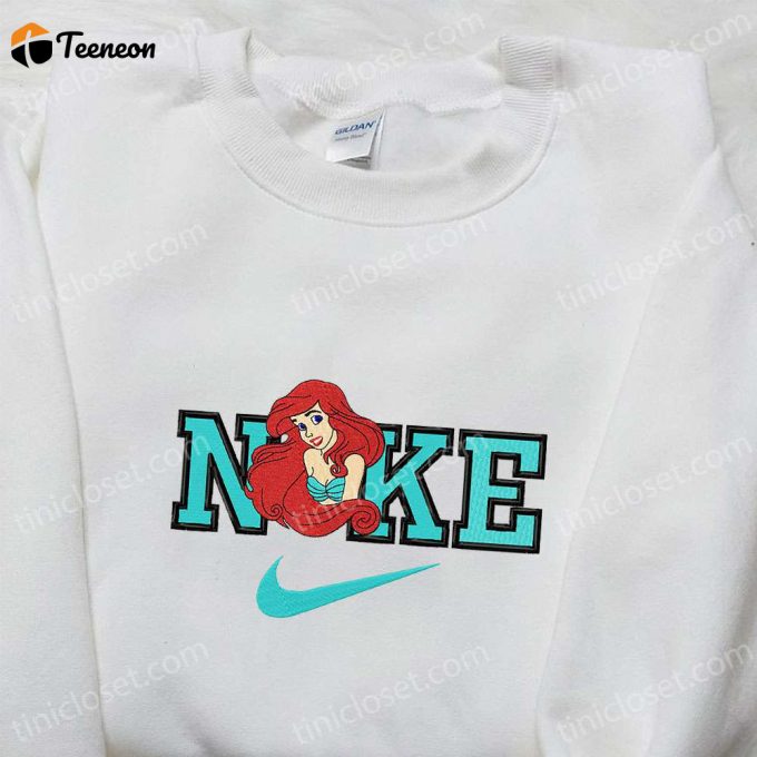 Ariel X Nike Cartoon Embroidered Shirt: The Little Mermaid Inspired Nike Shirt