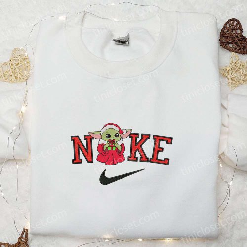 Baby Yoda Gift Christmas x Nike Embroidered Sweatshirt – Movie Christmas Shirt for the B Gift for Men Women Christmas Gift Ideas