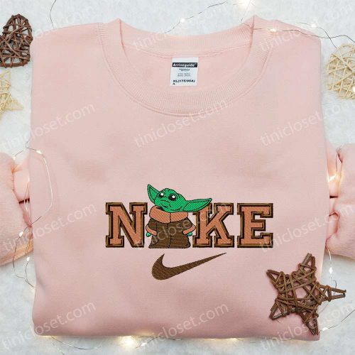 Baby Yoda x Nike Movie Embroidered Tshirt: Nike Inspired Shirt Perfect Family Gift