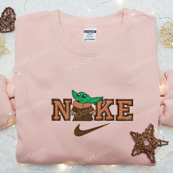 Baby Yoda X Nike Movie Embroidered Tshirt: Nike Inspired Shirt Perfect Family Gift