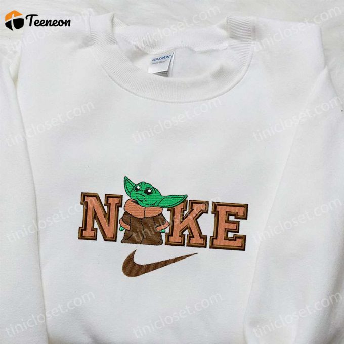 Baby Yoda X Nike Movie Embroidered Tshirt: Nike Inspired Shirt Perfect Family Gift