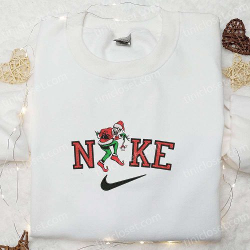 Bad Bunny Grinch Christmas x Nike Sweatshirt – Movie Embroidered Shirt & B Gift for Men Women Gift Ideas