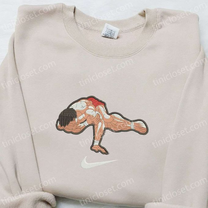 Baki Grappler X Swoosh Anime Embroidered Hoodie – Cool Anime Clothing Perfect Family Gift