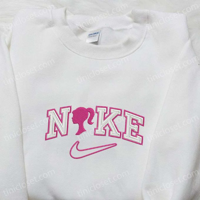 Barbie X Nike Cartoon Embroidered Shirt – B Gift For Men Women Birthday Gift Idea Nike Inspired Shirt