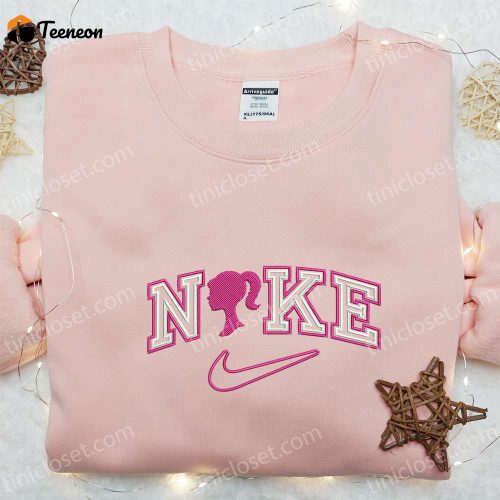 Barbie x Nike Cartoon Embroidered Shirt – B Gift for Men Women Birthday Gift Idea Nike Inspired Shirt