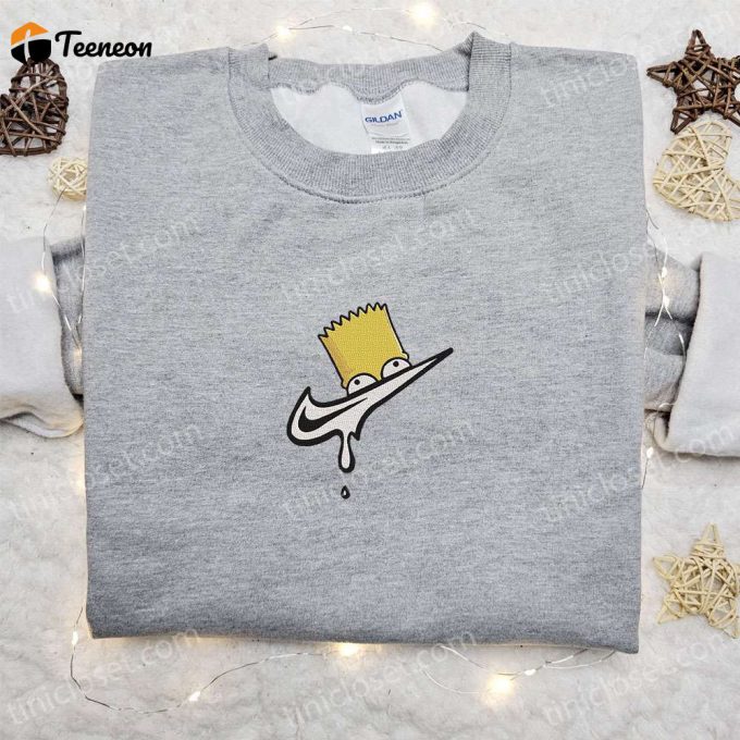 Bart Simpson Melt X Swoosh Cartoon Embroidered Sweatshirt – Nike Inspired Shirt B Gift For Men Women Family Gift