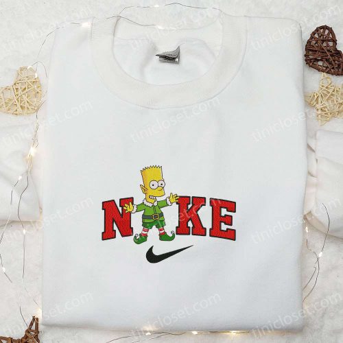 Bart Simpson on Elf x Nike Embroidered Sweatshirt: St Patrick’s Day Shirt B Gift for Men Women Family Gift Ideas