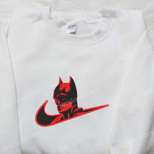 Batman x Nike Swoosh Movie Embroidered Sweatshirt DC Comic & Nike Inspired Shirt