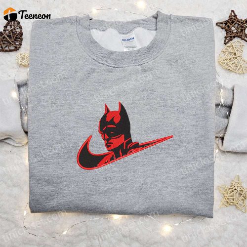 Batman x Nike Swoosh Movie Embroidered Sweatshirt DC Comic & Nike Inspired Shirt