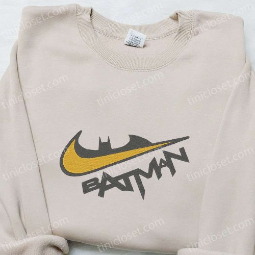 Batman x Swoosh Movie Embroidered Sweatshirt – B Gift for Men Women Gift for Family in DC Cinematic Universe