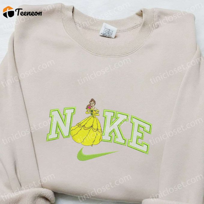 Belle X Nike Cartoon Embroidered Shirt: B Gift For Men Women Nike-Inspired Gift For Family