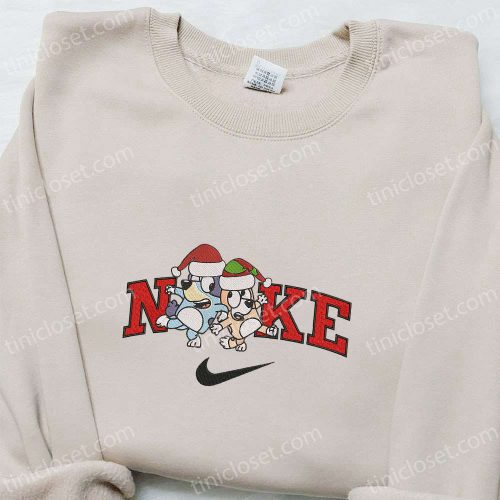 Bingo & Bluey Xmas Hat x Nike: Christmas Embroidered Sweatshirt & Shirt – B Gift for Men Women Gift Ideas