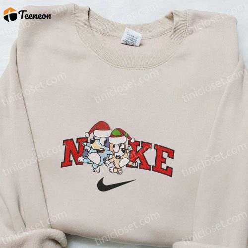 Bingo & Bluey Xmas Hat x Nike: Christmas Embroidered Sweatshirt & Shirt – B Gift for Men Women Gift Ideas