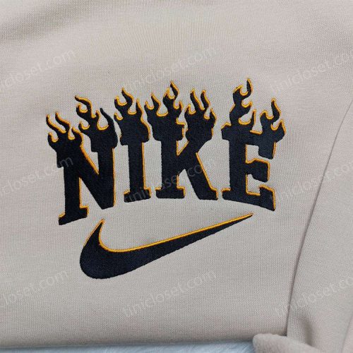 Shop the Stylish Black Flame Nike Embroidered Sweatshirt Hoodie & Shirt – Unique Nike Inspired Apparel