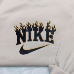 Shop the Stylish Black Flame Nike Embroidered Sweatshirt Hoodie & Shirt – Unique Nike Inspired Apparel