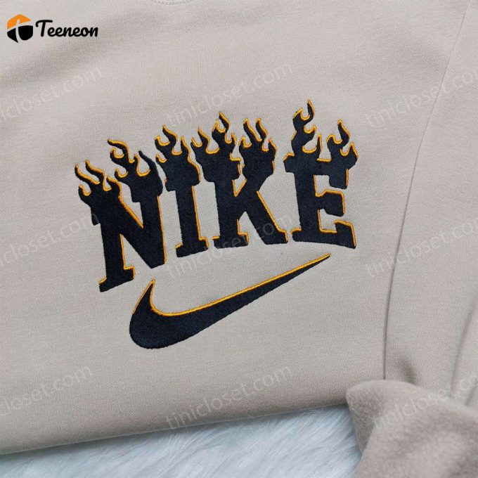 Shop The Stylish Black Flame Nike Embroidered Sweatshirt Hoodie &Amp;Amp; Shirt – Unique Nike Inspired Apparel