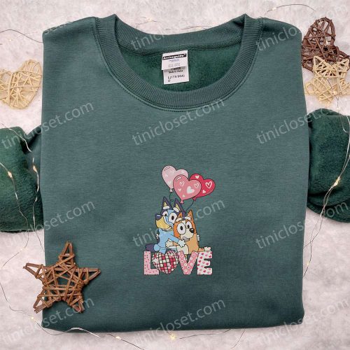 Bluey Love Heart Balloons Shirt & Cartoon Hoodie: Perfect Valentine s Day Gifts