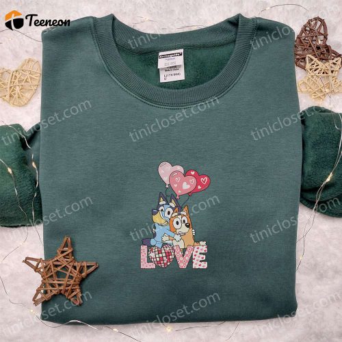 Bluey Love Heart Balloons Shirt & Cartoon Hoodie: Perfect Valentine s Day Gifts