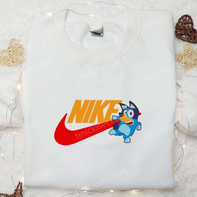 Bluey X Nike Cartoon Embroidered Shirt – Custom Trendy &Amp; Exclusive Nike Embroidered Shirt