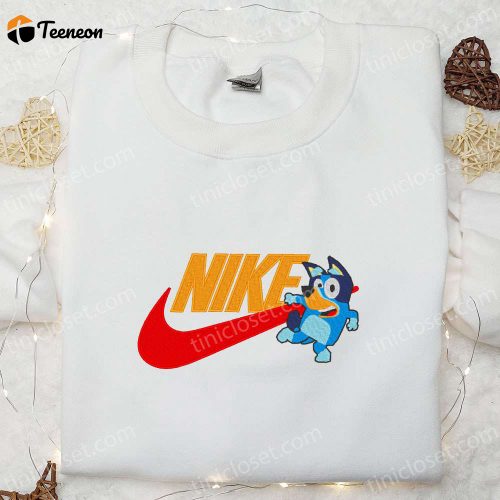 Bluey x Nike Cartoon Embroidered Shirt – Custom Trendy & Exclusive Nike Embroidered Shirt