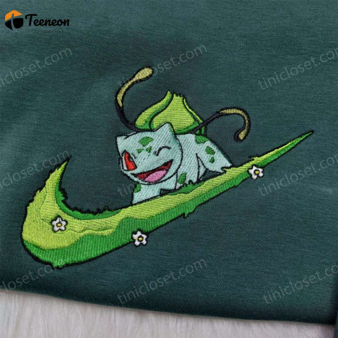 Bulbasaur Nike Embroidered Sweatshirt Pokemon &Amp;Amp; Anime Custom Shirt