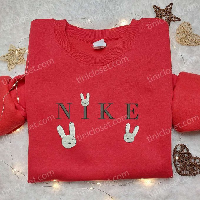 Bunny X Nike Embroidered Shirt: Animal Inspired Nike Shirt With Adorable Bunny D Gift For Men Women