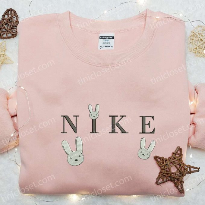 Bunny X Nike Embroidered Shirt: Animal Inspired Nike Shirt With Adorable Bunny D Gift For Men Women