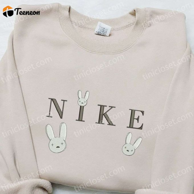 Bunny X Nike Embroidered Shirt: Animal Inspired Nike Shirt With Adorable Bunny D Gift For Men Women