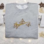 Unique Butterflies x Swoosh Embroidered Shirt Animal Hoodie & Custom Nike T-shirt