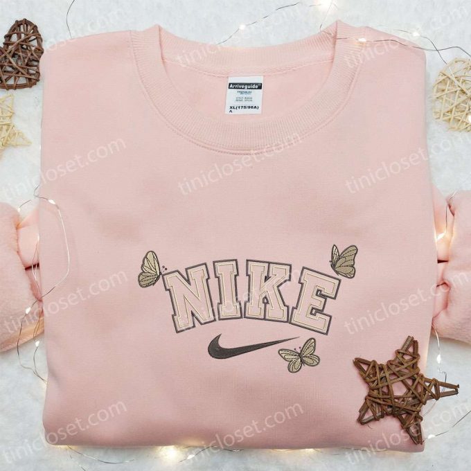 Butterfly X Nike Animal Embroidered Shirt: Custom B Gift For Men Women Birthday Gift Ideas For Nike Fans