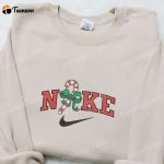 Candy Cane Gift x Nike Christmas Embroidered Sweatshirt & Shirt: B Gift for Men Women Christmas Gift Ideas