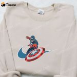 Captain America x Swoosh Hoodie: Marvel Cinematic Universe & Nike Inspired Embroidered Shirt