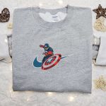 Captain America x Swoosh Hoodie: Marvel Cinematic Universe & Nike Inspired Embroidered Shirt