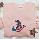 Captain America x Swoosh Hoodie: Marvel Cinematic Universe & Nike Inspired Embroidered Shirt