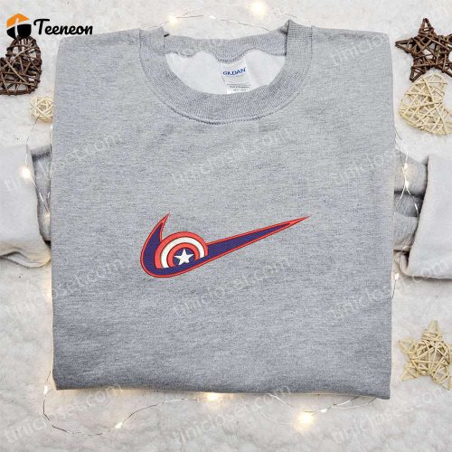 Marvel Captain America x Swoosh Movie Hoodie & Shirt: Perfect Family Gift Embroidered with Marvel Comics B Gift for Men Women Ideas!