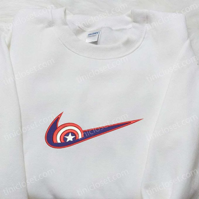 Captain America X Swoosh Movie Embroidered Sweatshirt – Marvel Universe Hoodie B Gift For Men Women Birthday Gift For Family