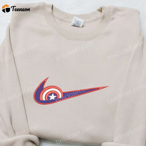 Captain America x Swoosh Movie Embroidered Sweatshirt – Marvel Universe Hoodie B Gift for Men Women Birthday Gift for Family