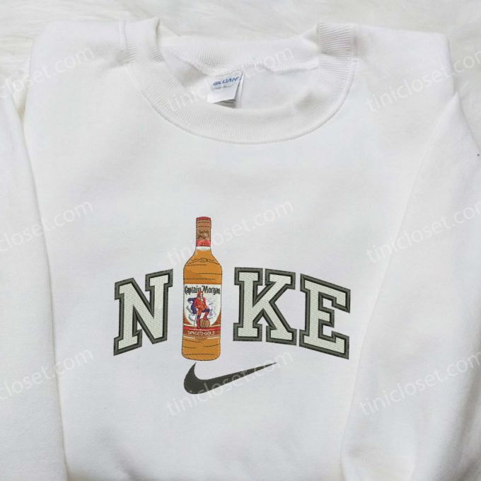 Exclusive Captain Morgan Bottle X Nike Embroidered Shirt – Unique Nike Inspired D Gift For Men Women